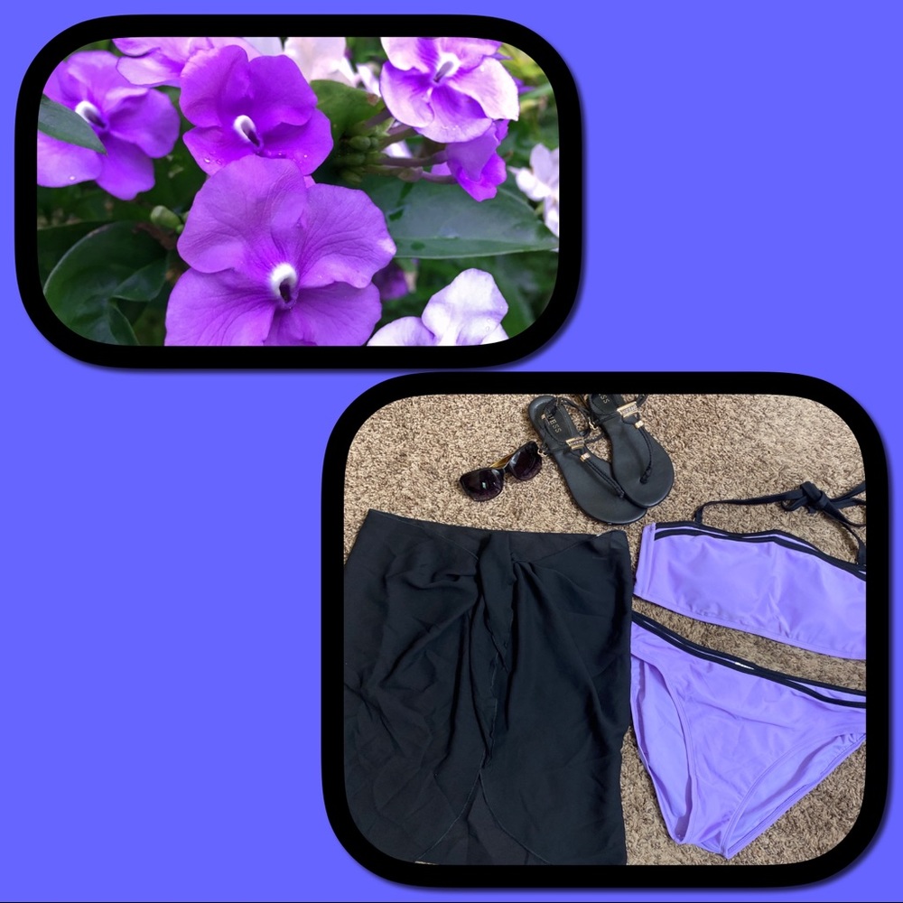 EUC 3 Pieces Swim & Sarong Bundle💜🌈